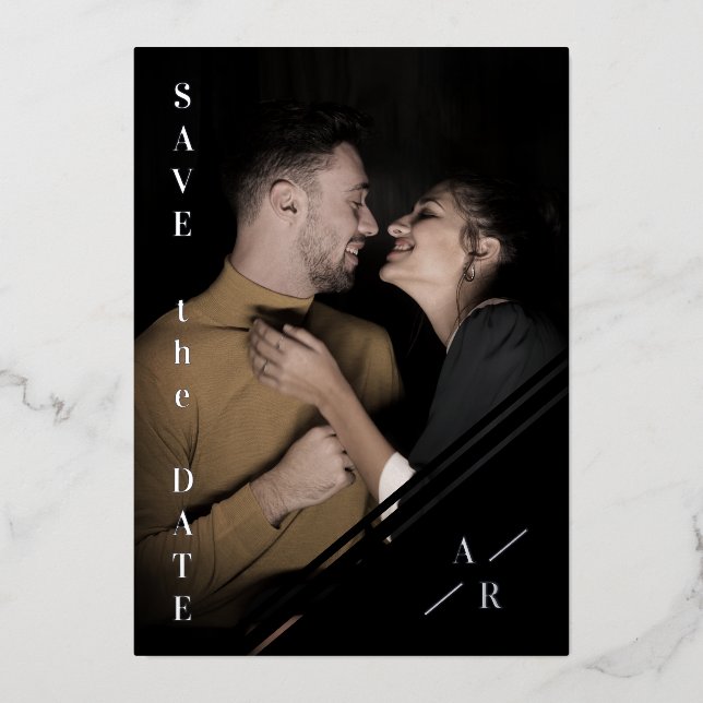 Reserva La Fecha B&W Sophisticated Photo Couple Mi (Front)