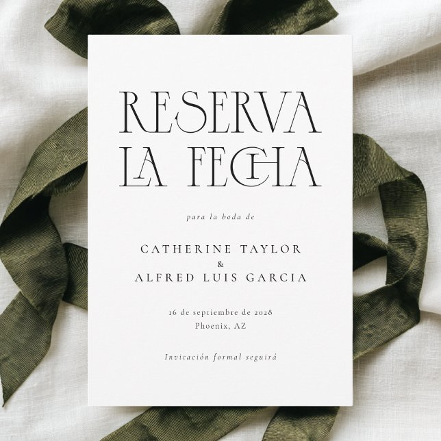 Reserva La Fecha Black White Spanish Wedding Photo Save The Date (Creator Uploaded)