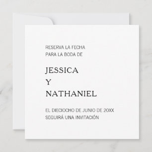 Reserva La Fecha Minimalist Black and White Save The Date