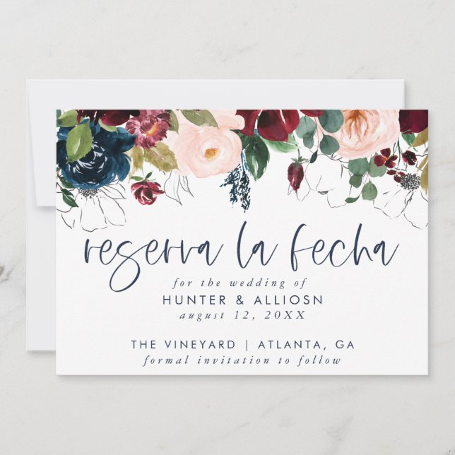 Reserva La Fecha Modern FloralInvitation Save The  Date (Front)