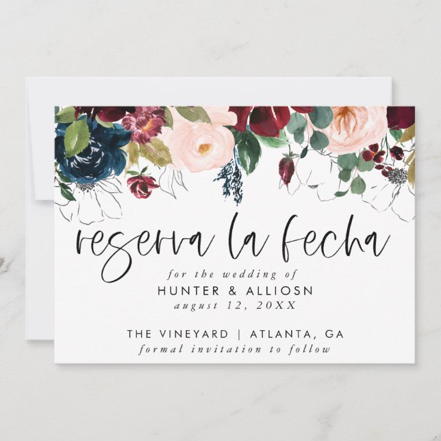 Reserva La Fecha Modern FloralInvitation Save The  Date (Front)