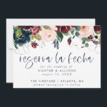 Reserva La Fecha Modern FloralInvitation Save The Save The Date<br><div class="desc">This modern photo wedding save the date flat card has a warm, minimalist design. The front features a lively script text above your first names and date. On the back, we've set the background as transparent, so that the colour of the paper will serve as the base colour. You can...</div>