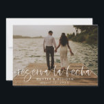 Reserva La Fecha Modern Photo Invitation<br><div class="desc">This modern photo wedding save the date flat card has a warm, minimalist design. The front features a lively script text above your first names and date. On the back, we've set the background as transparent, so that the colour of the paper will serve as the base colour. You can...</div>