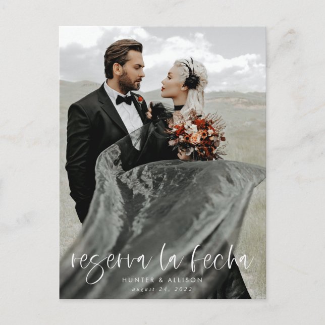 Reserva La Fecha Modern Photo PostCard (Front)