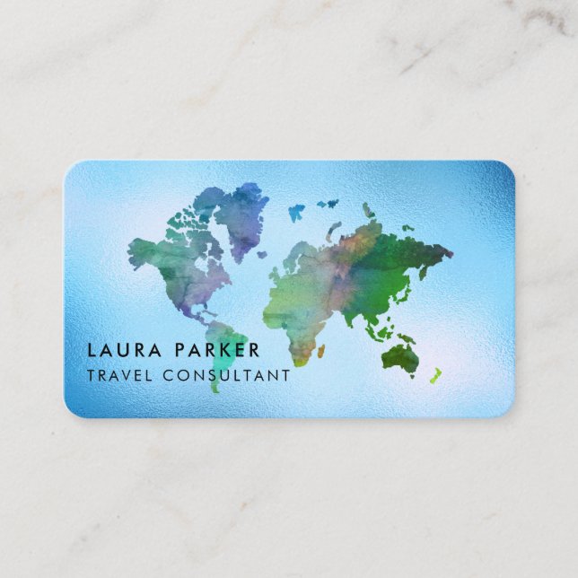 Réservation bleue de tourisme de carte du monde (Devant)