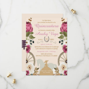 Reservation Quinceanera Pink Charra, Purple Save The Date