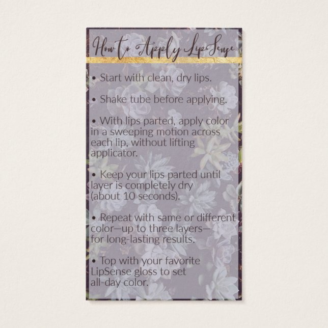 Réservé pour Amy ~LipSense Application & Tips Card (Dos)