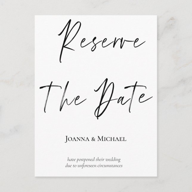 Reserve the Date New Wedding Date Announcement Postcard (Front)