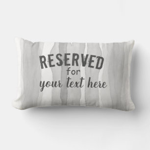 reserved add your text personalize gray and white lumbar pillow