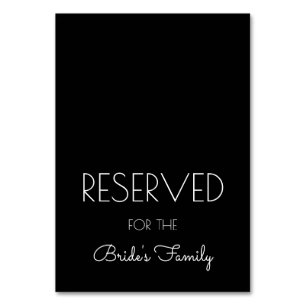 Reserved Black and White Wedding Table Signs Table Number