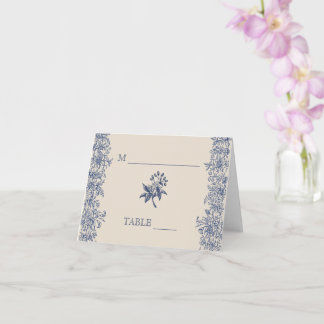 Reserved blue floral wedding place card