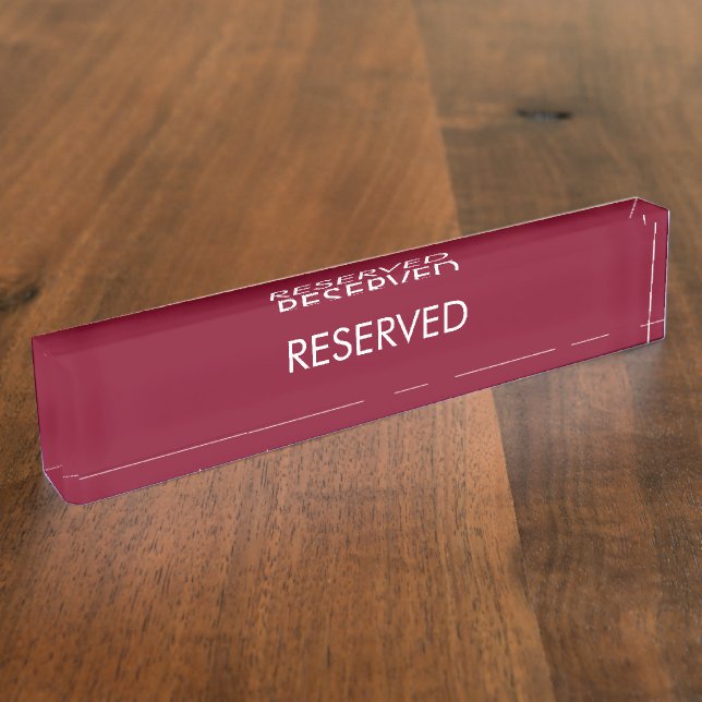 Reserved, customize, change name text burgundy nameplate (Side)