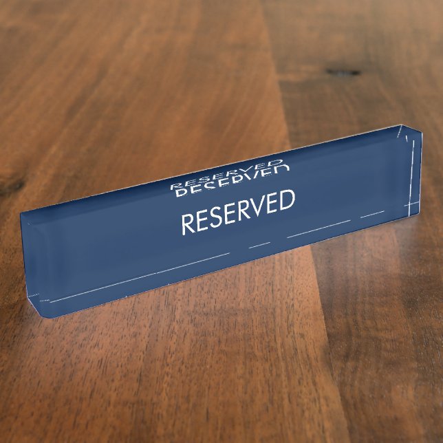 Reserved, customize, change name text navy white nameplate (Side)