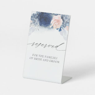 Reserved - Dusty Blue and Pink Floral Wedding Pedestal Sign