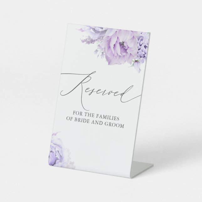 Reserved - Dusty Purple Floral Elegant Pedestal Sign (Front)