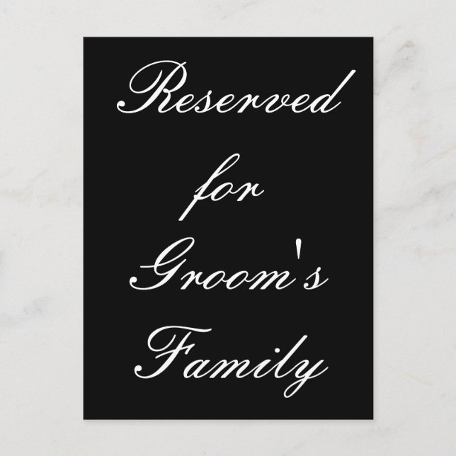 Reserved for Bride's Family Postcard (Front)