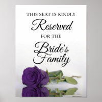 Reserved for Bride's Family Royal Purple Rose