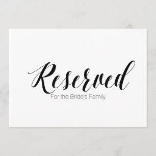 "Reserved for Bride's Family" Wedding Sign Invitation