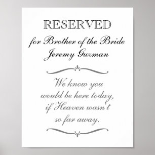 Reserved For Brother of the Bride Memorial Wedding Poster
