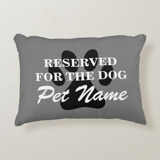 Reserved for dog grey paw print custom accent pillow (Front)
