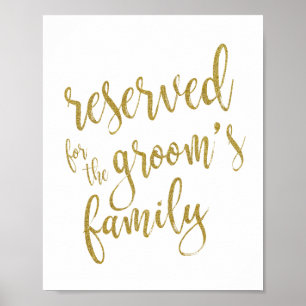 Reserved for Groom's Family Glitter 8x10 Sign