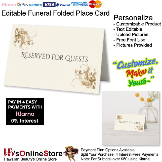 Reserved for Guests Memorial Funeral  Place Card (Reserved for Guests Memorial Funeral Place Card.)