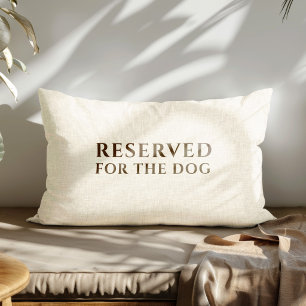 Reserved For The Dog Beige Linen Texture Print Accent Pillow