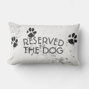 reserved for the dog paw print grey and white fun lumbar pillow