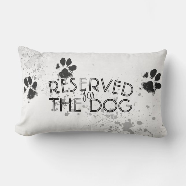 reserved for the dog paw print grey and white fun  lumbar pillow (Front)