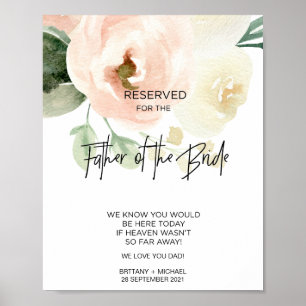 Reserved for the Father of the Bride Memorial Sign