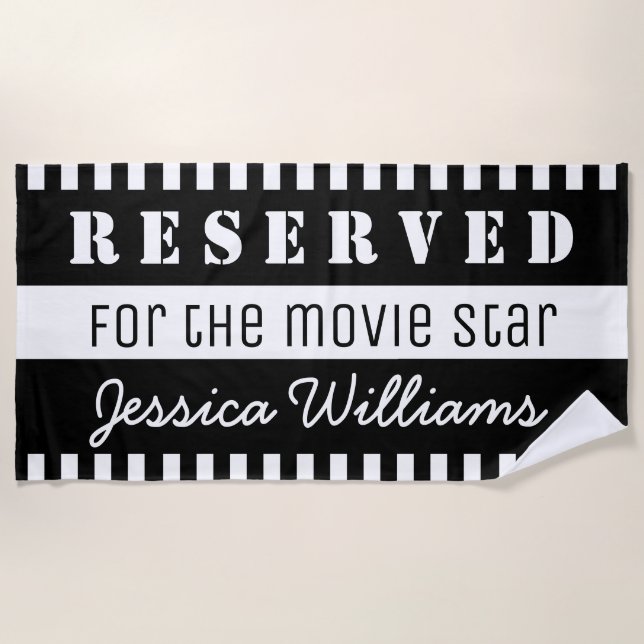 Reserved for the Movie Star Personalized Funny Beach Towel (Front)
