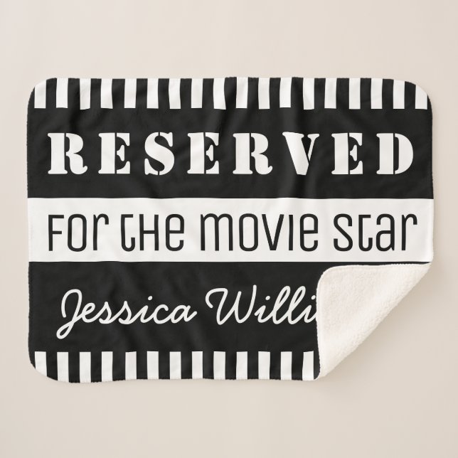 Reserved for the Movie Star Personalized Funny Sherpa Blanket (Front (Horizontal))