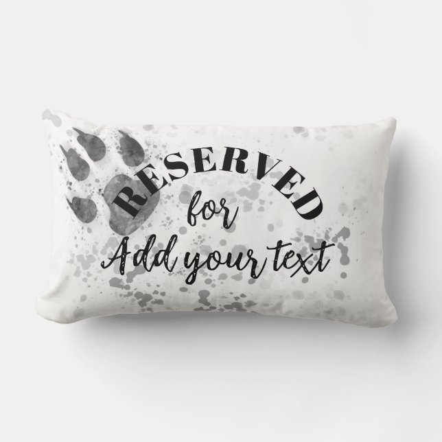 reserved for your dog paw print custom grey white  lumbar pillow (Front)
