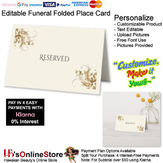Reserved Funeral Tribute Memorial Funeral Folded Place Card