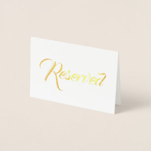Reserved gold script elegant Wedding Table place Foil Card
