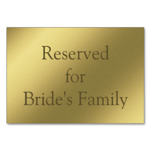 Reserved Graphic Gold Background Table Card