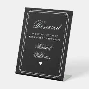 Reserved In Loving Memory Black And White Memorial Pedestal Sign