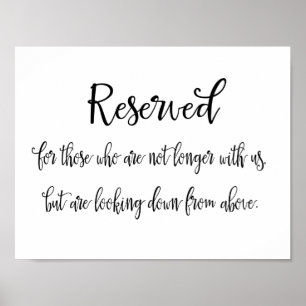 Reserved Memorial Sign for Wedding