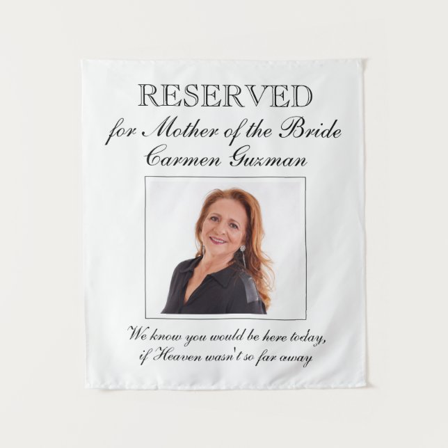 Reserved Mother of Bride Photo Memorial Wedding Tapestry (Front)