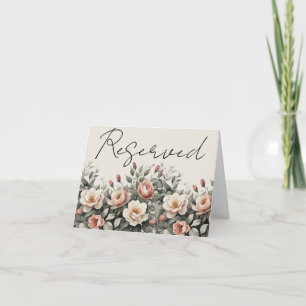 reserved note card tent sign floral