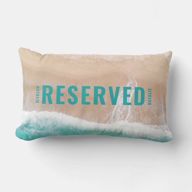 Reserved ocean beach gift summer funny typography lumbar pillow (Front)
