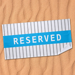 RESERVED or Name, Sky Blue & Grey Stripes Beach Towel