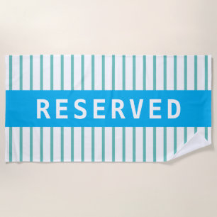 RESERVED or Name, Sky Blue & Teal Stripes Beach Towel