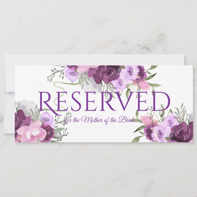 Reserved Purple Floral Invitation (Front)