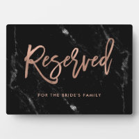 Reserved | Rose Gold Script Black Marble Wedding