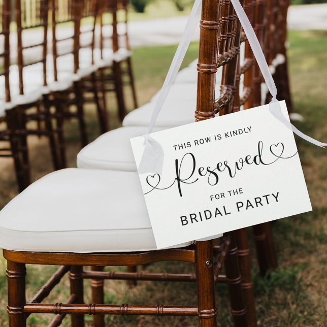 Reserved Row Heart Script Wedding Ceremony Sign Invitation (Creator Uploaded)