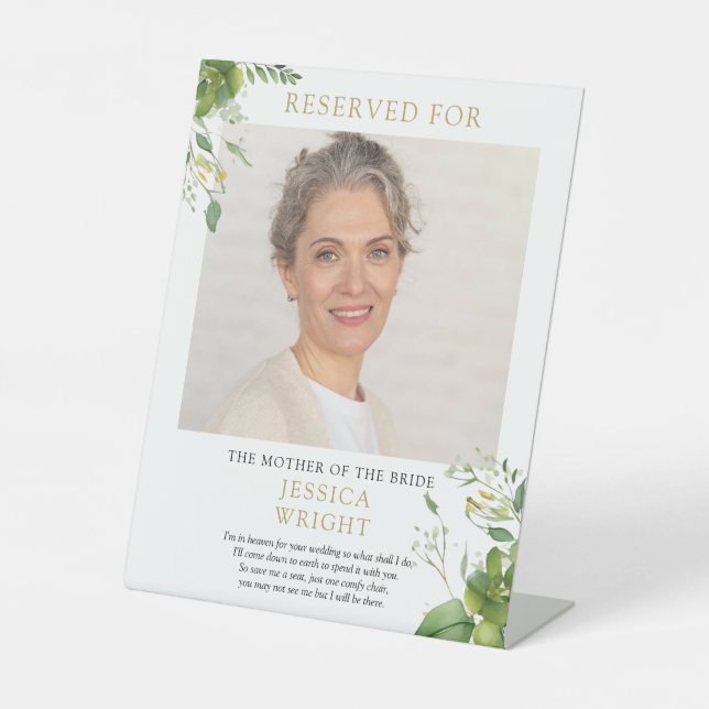 Reserved Save A Seat Photo Wedding Pedestal Sign (Front)