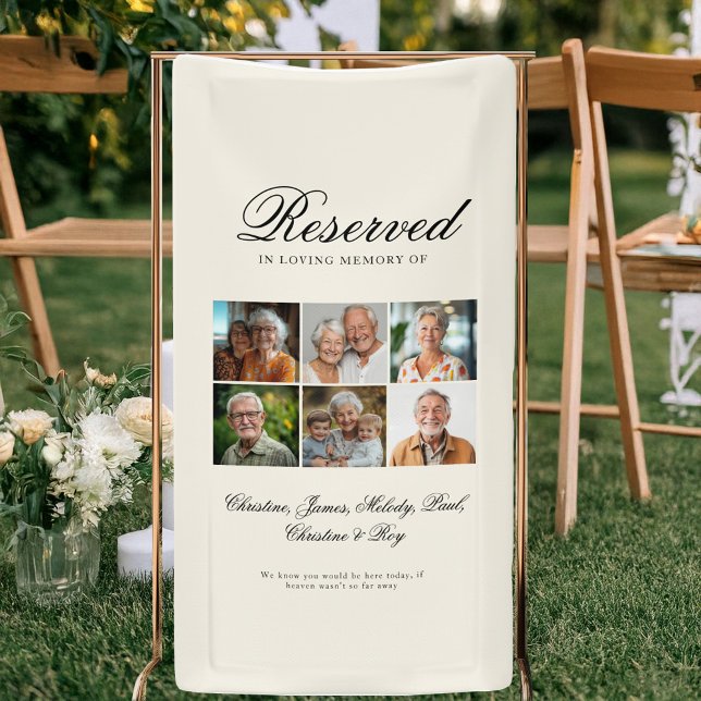 Reserved Seat - 6 Photo Memorial Wedding Beige Banner (Custom Reserved Seat - 6 Photo Memorial Wedding Beige Banner)