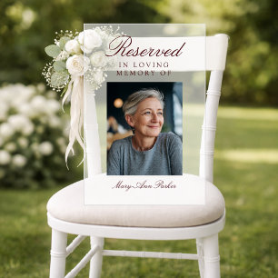 Reserved Seat Elegant Photo Wedding Memorial   Acrylic Sign