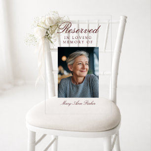 Reserved Seat Elegant Photo Wedding Memorial   Acrylic Sign